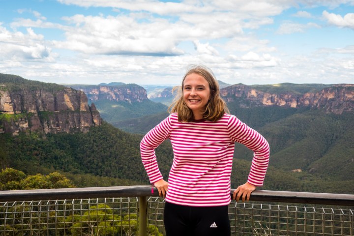 A girl posing for a picture at the Jenolan Caves.