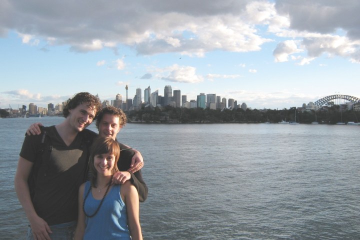 Three friends posing for Sydney Week in North Sydney.
